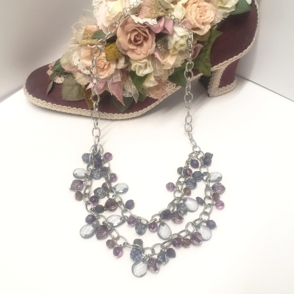 Unique Multi Color Beaded Statement Necklace - Picture 2 of 6